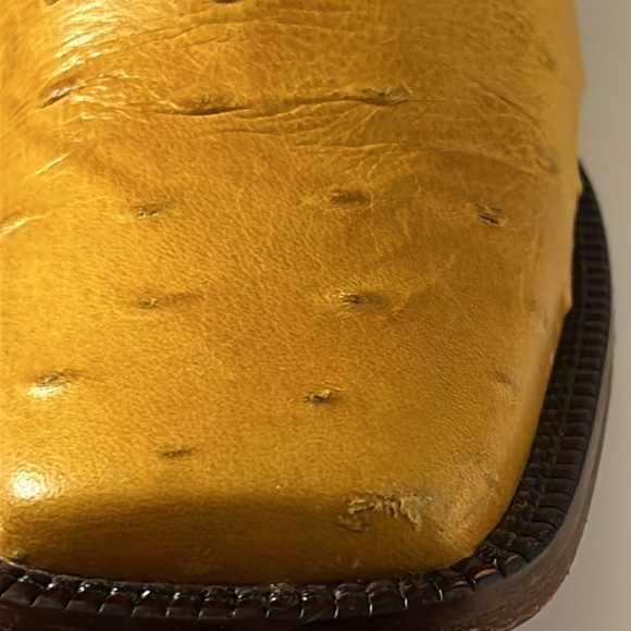 Nocona Full Quill Ostrich Square Toe Western Mule Boots Shoes Yellow Women US9B - Picture 8 of 9